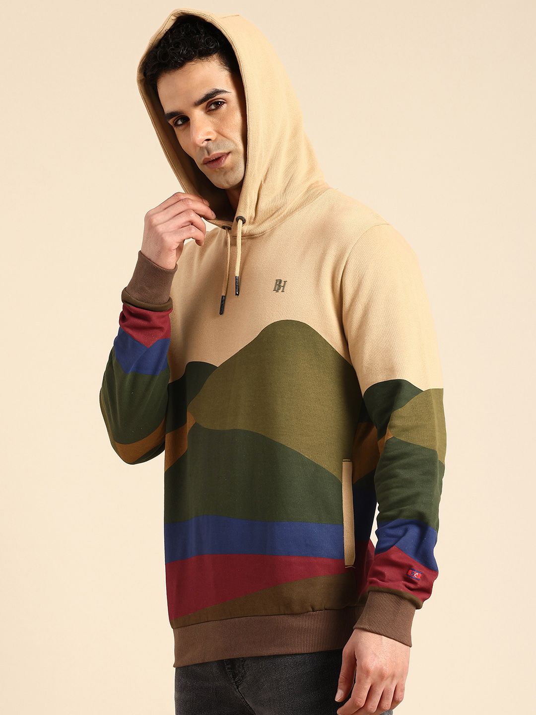 Being Human Men Printed Pure Cotton Hooded Sweatshirt