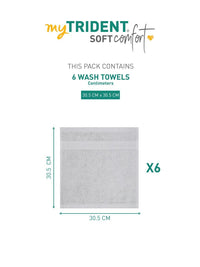 MYTRIDENT Grey 6 Pieces Cotton Soft Comfort 500 GSM Reversible Face Towel