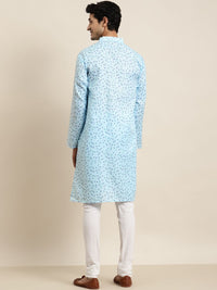 Anug by SOJANYA Men Blue Floral Printed Kurta