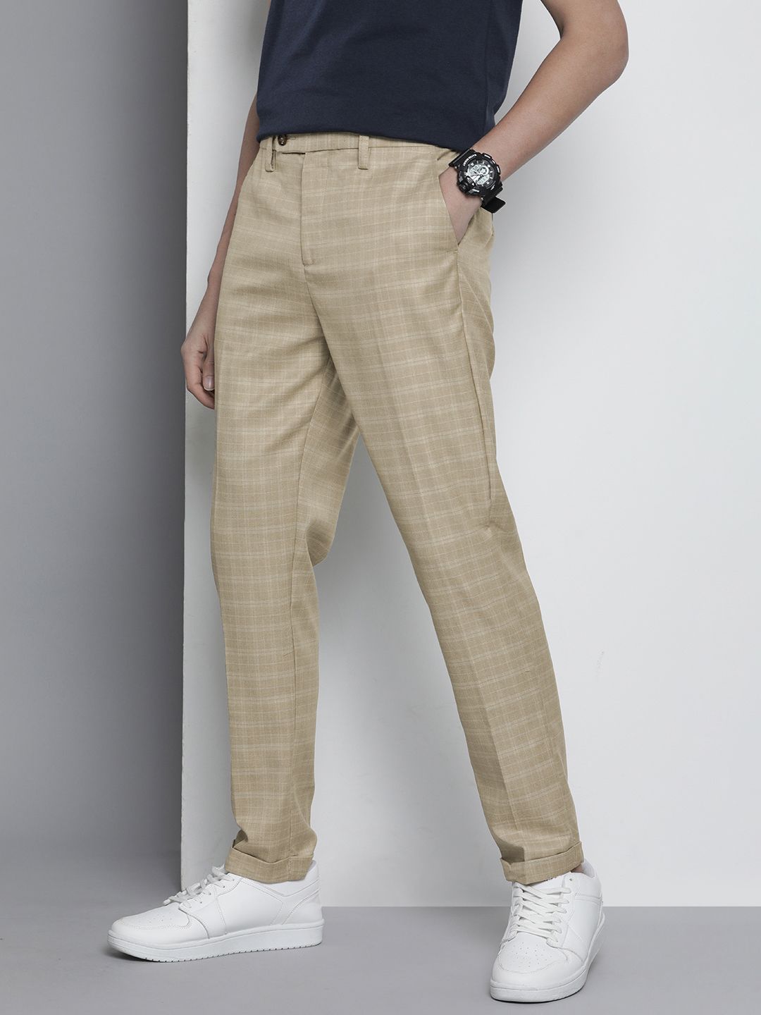 The Indian Garage Co Self Design Regular Fit Chinos Trousers