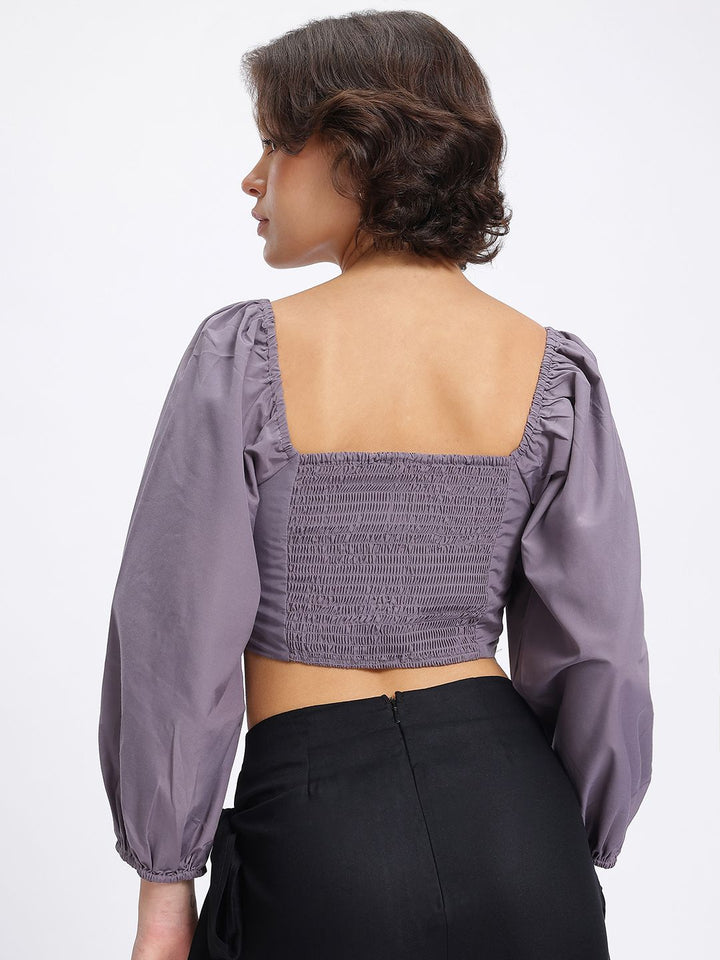 DressBerry Cutie Couture Tie-Up Pleated Smocked Back Crop Top