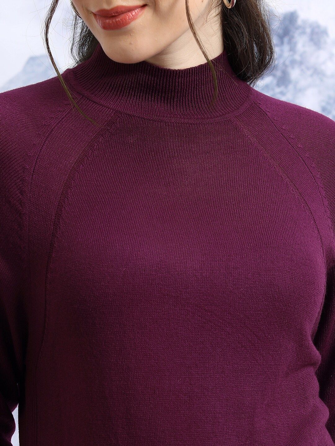 Tokyo Talkies Purple High Neck Longline Pullover
