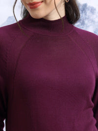 Tokyo Talkies Purple High Neck Longline Pullover