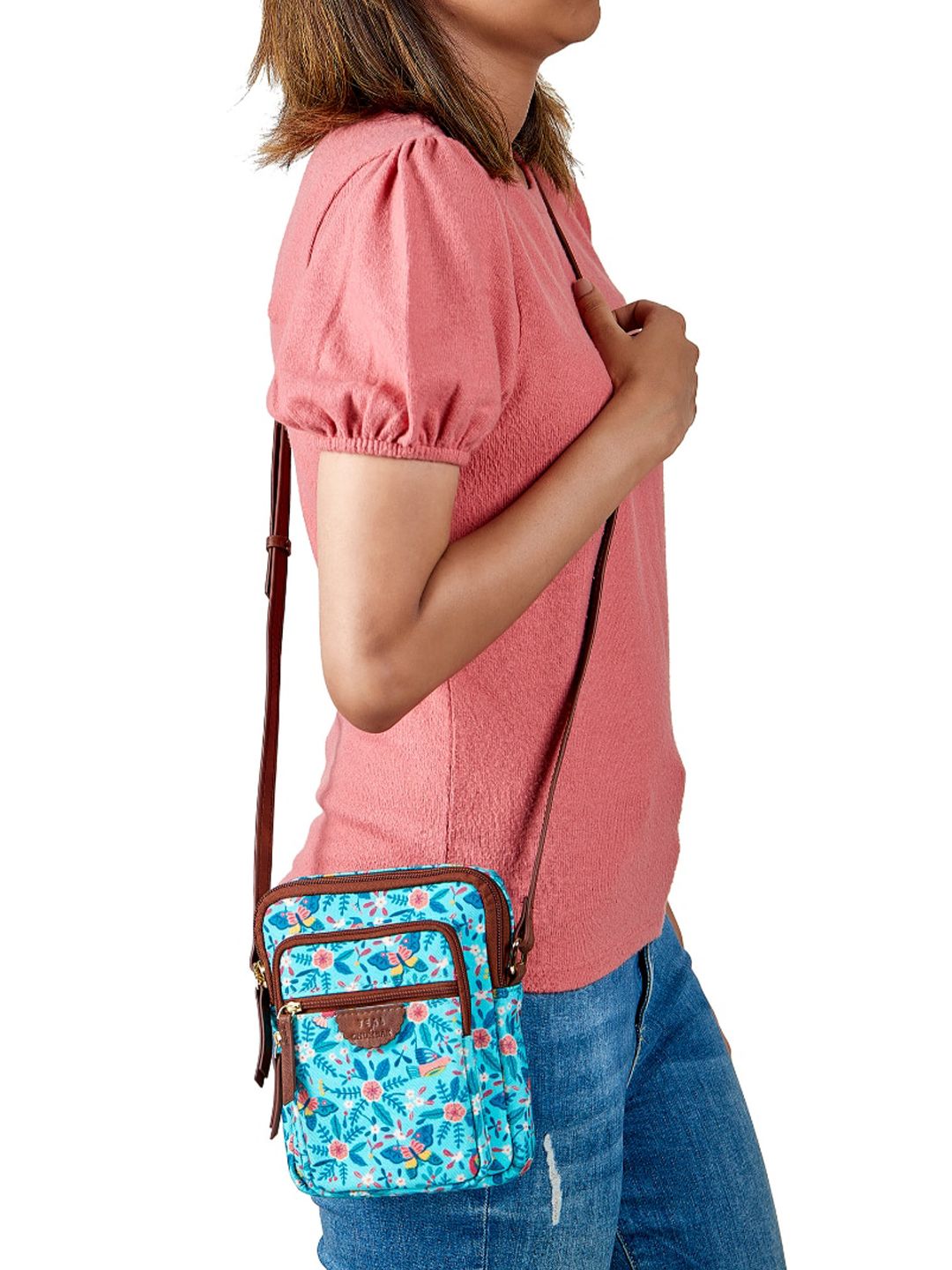 TEAL BY CHUMBAK Birds of Paradise Structured Sling Bag
