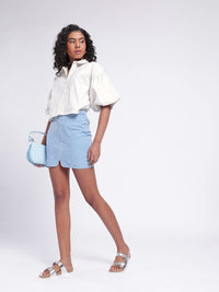 DressBerry Charming Chic Puffed Sleeves Boxy Crop Shirt