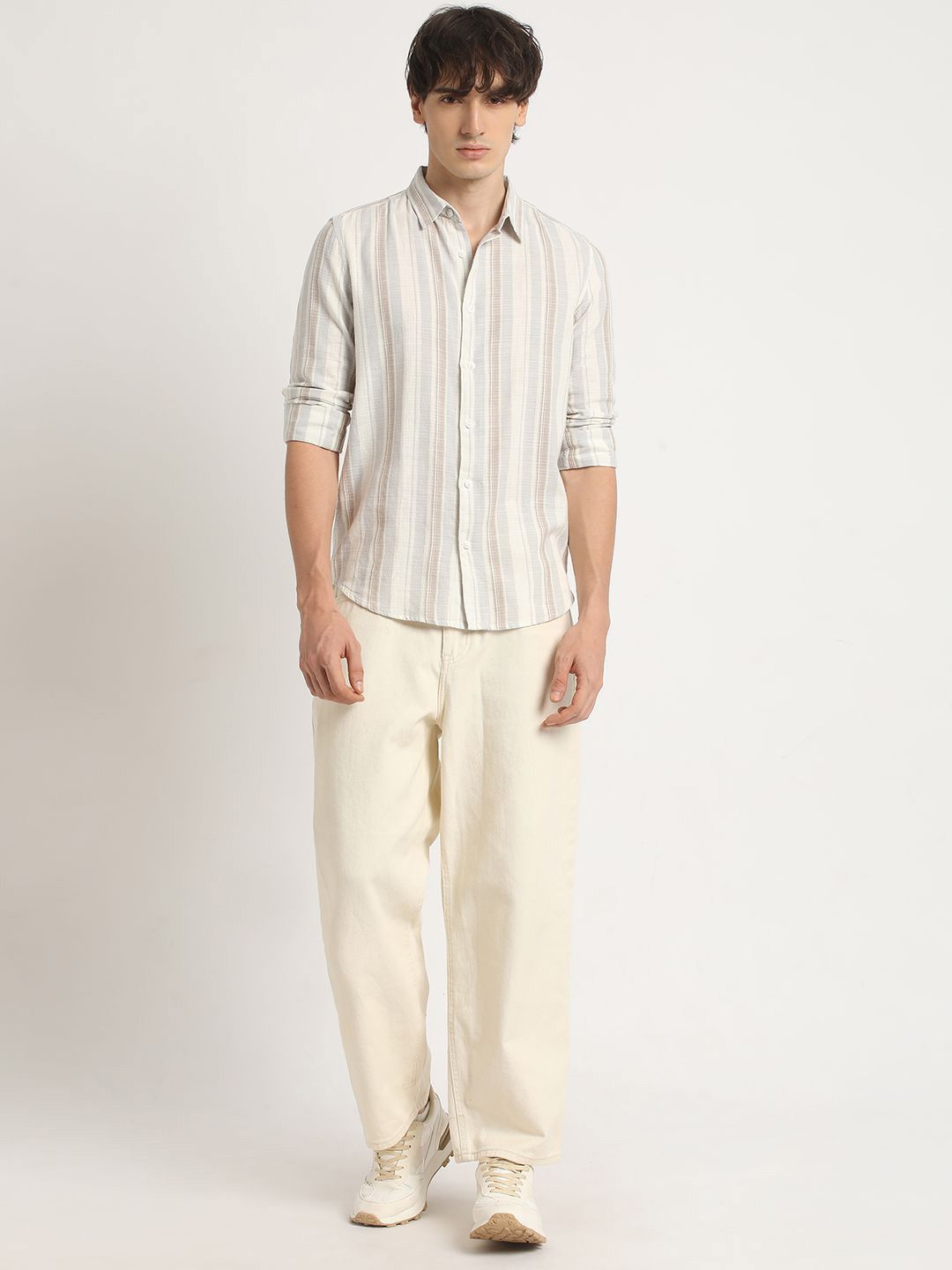 THE BEAR HOUSE Men's Striped Slim Fit Casual Shirt