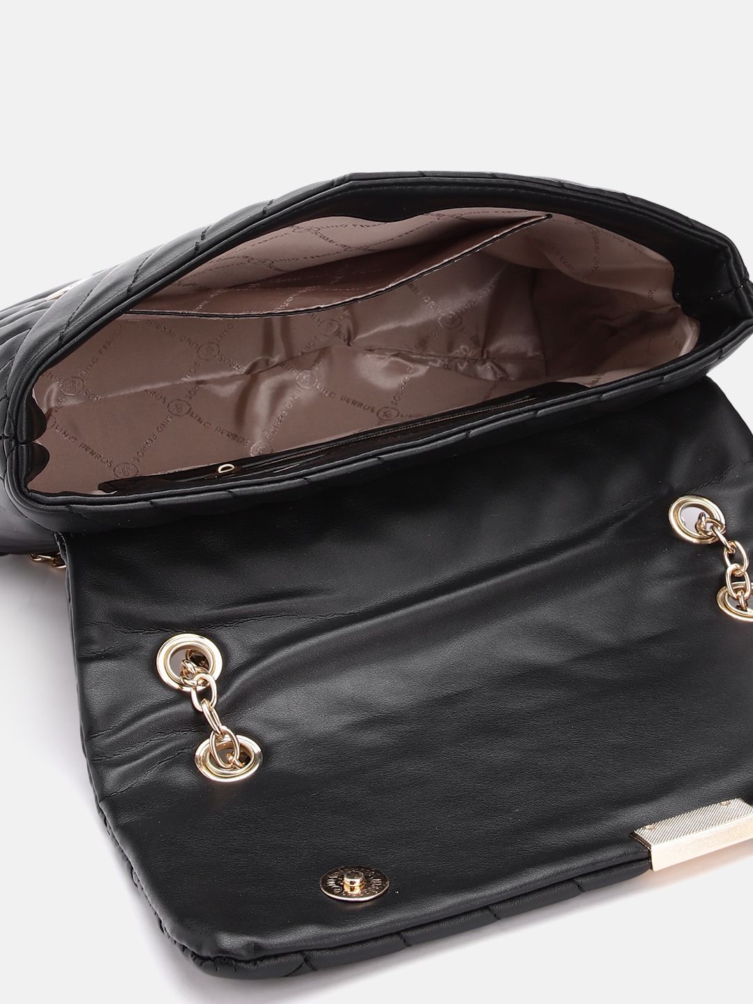 Lino Perros Women Striped Structured Satchel Bag with Quilted Detail