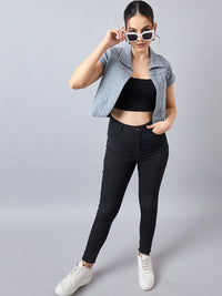 Style Quotient Paneled Cotton Denim Shrug