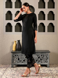 W Solid Silk Kurta With Straight Pant