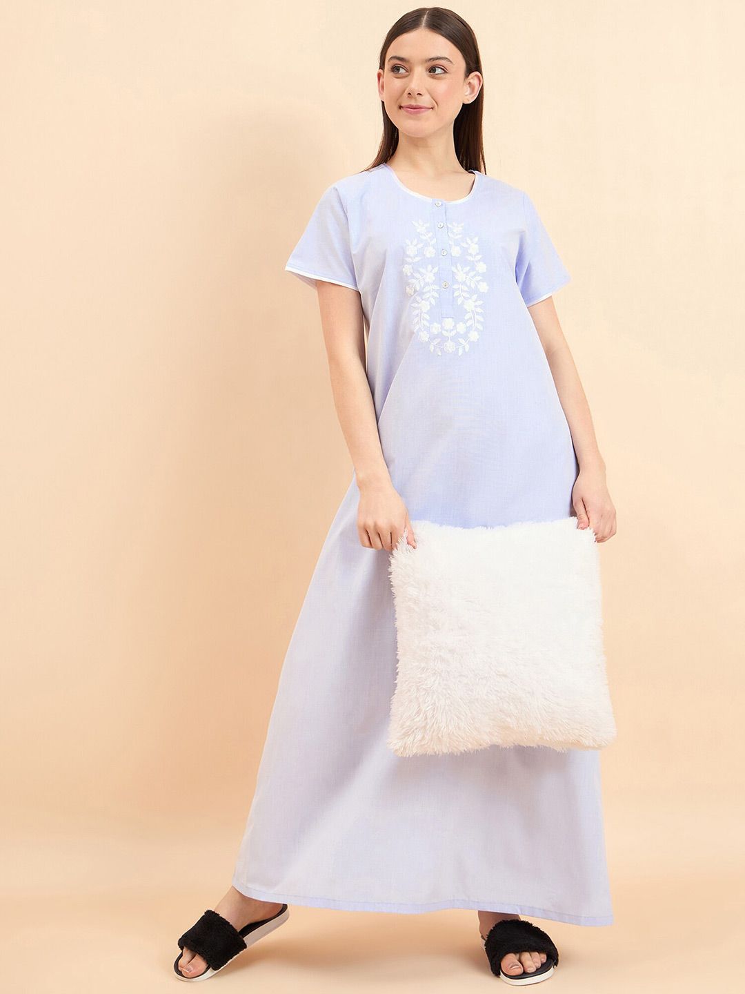 Sweet Dreams Blue Printed Maxi Nightdress