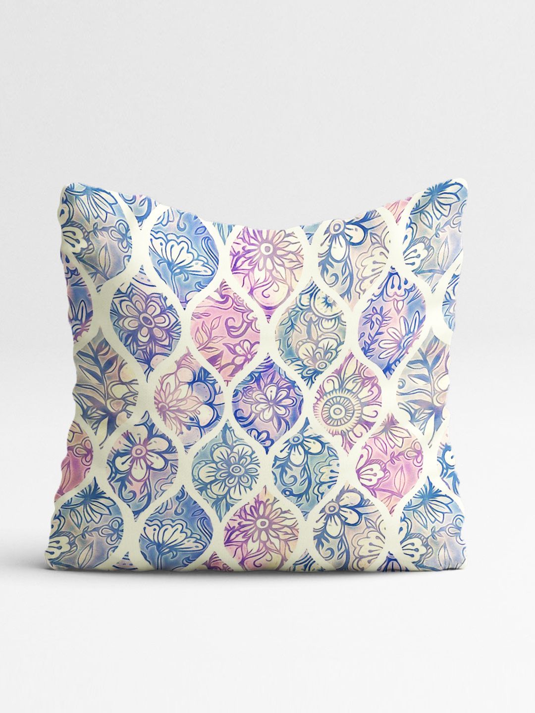 STITCHNEST Blue & Cream-Coloured Set of 5 Geometric Square Cushion Covers