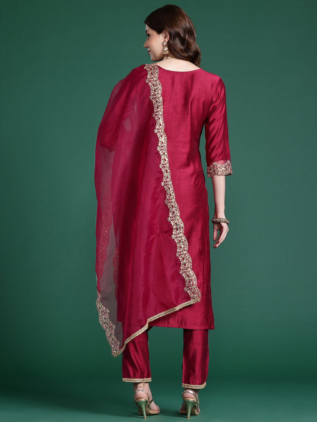 Indo Era Women Embroidered Straight Kurta Set
