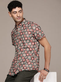 DENNISON Men Brown Comfort Floral Printed Casual Shirt