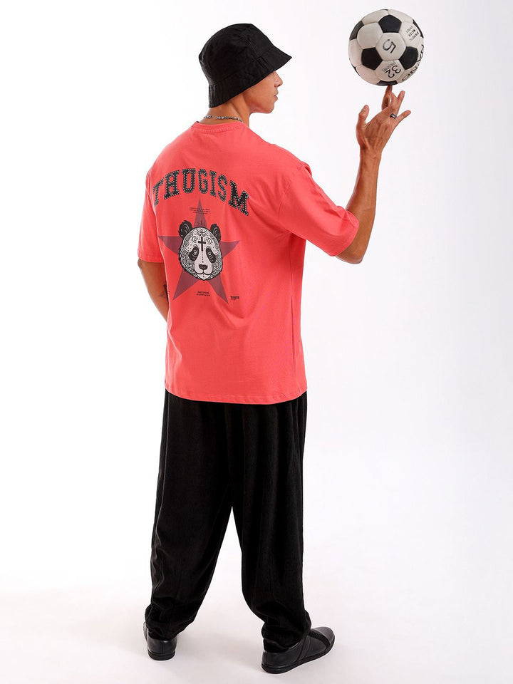 The Indian Garage Co Men Back Printed Round Neck Boxy Oversized T-shirt
