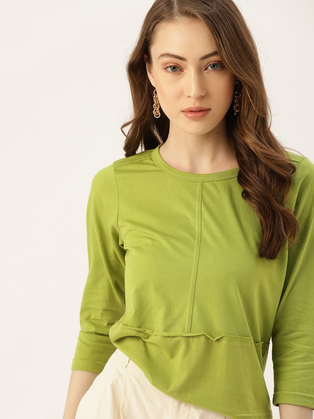 DressBerry Women Green Solid T-shirt