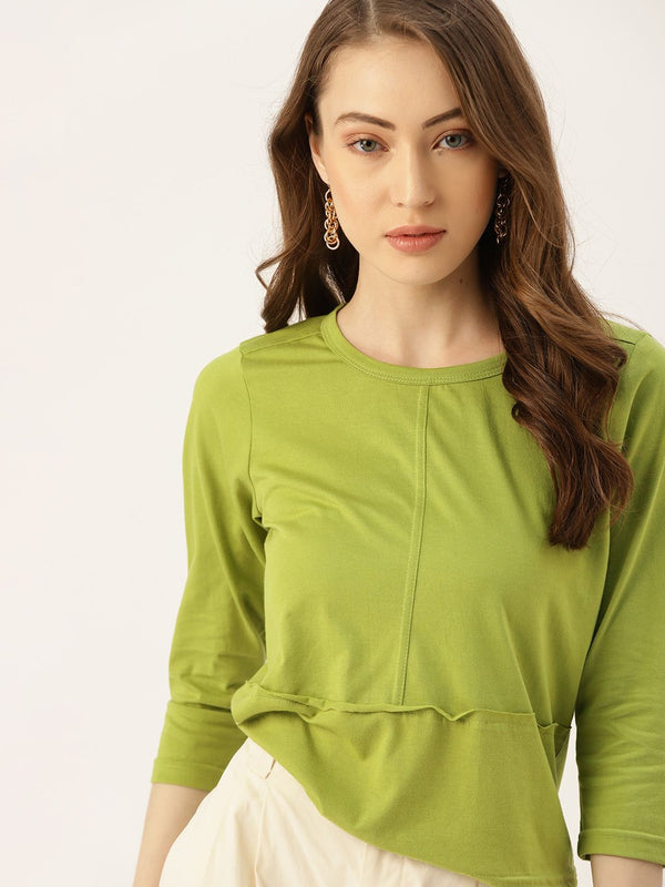 DressBerry Women Green Solid T-shirt