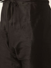 SOJANYA Men Black & Olive Green Solid Kurta with Churidar & Embroidered Nehru Jacket
