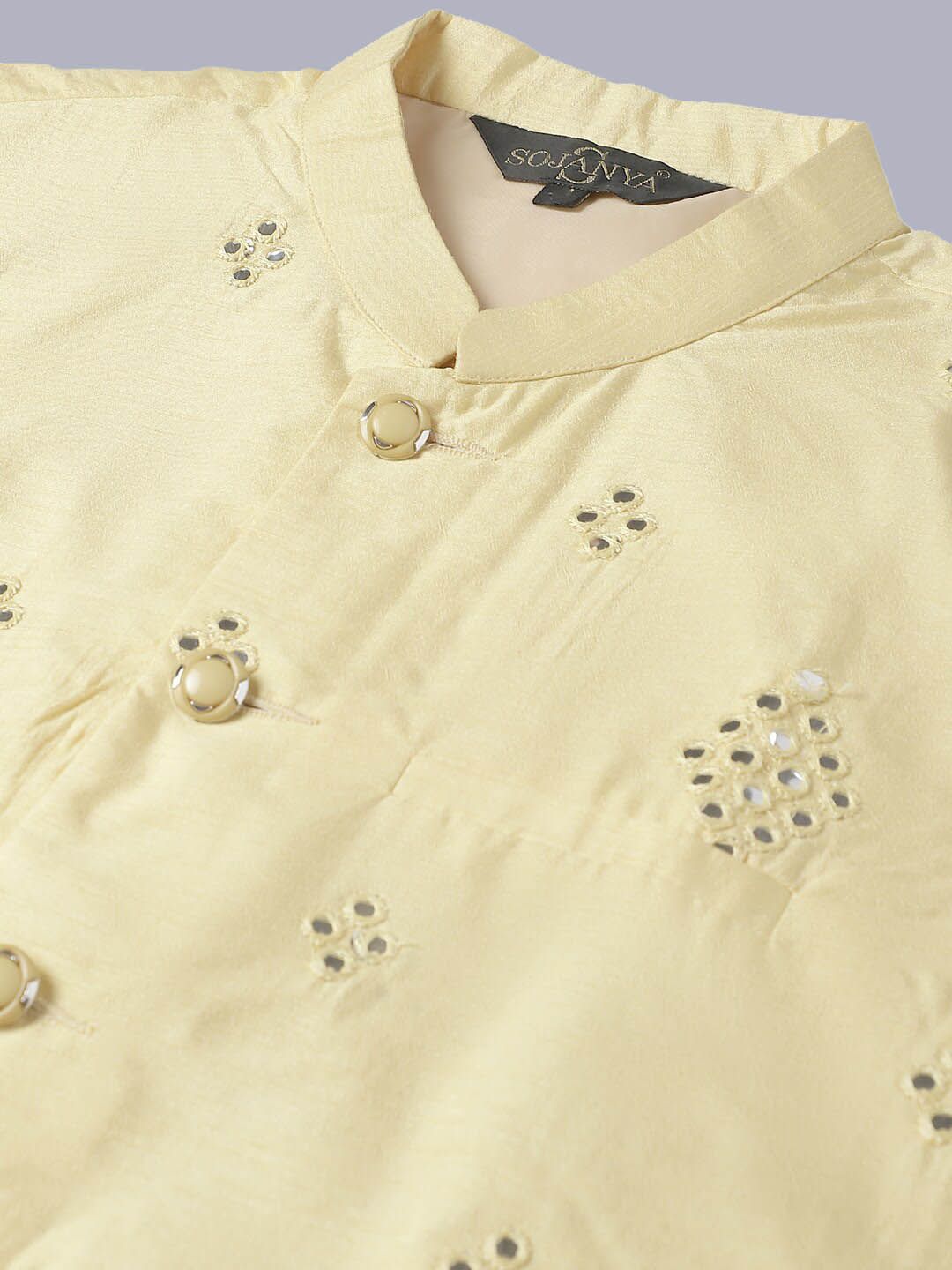 SOJANYA Embroidered Regular Pure Cotton Kurta With Pyjamas With Nehru Jacket