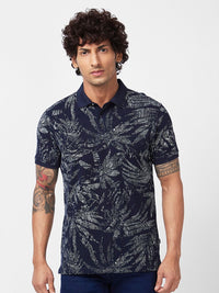 SPYKAR Graphic Printed Polo Collar Slim Fit Cotton Casual T-Shirt