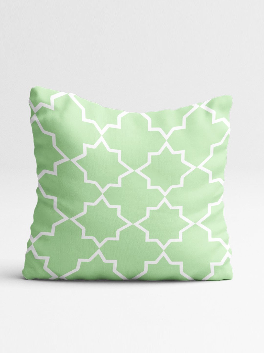 STITCHNEST Green & White Set of 5 Geometric Square Cushion Covers