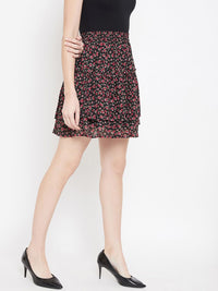 Berrylush Black Flared Mini Skirt