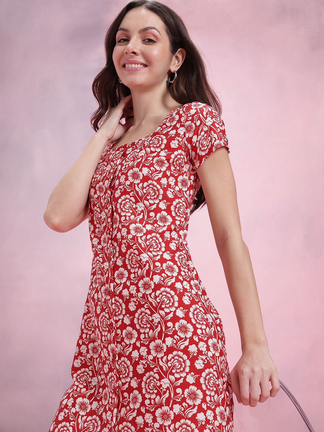 DressBerry Floral Print A-Line Dress