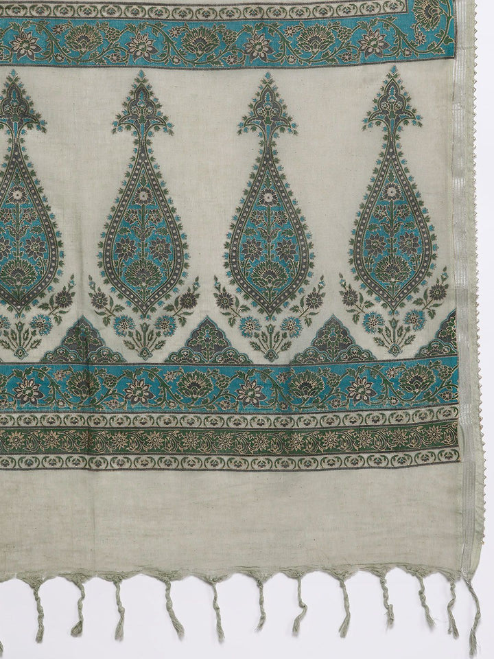 Libas Women Green Gotta Patti Kurta with Palazzos & With Dupatta