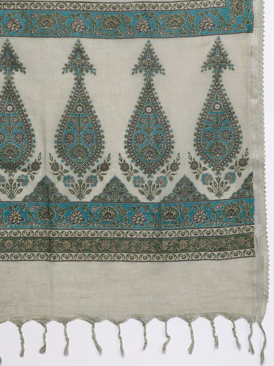 Libas Women Green Gotta Patti Kurta with Palazzos & With Dupatta