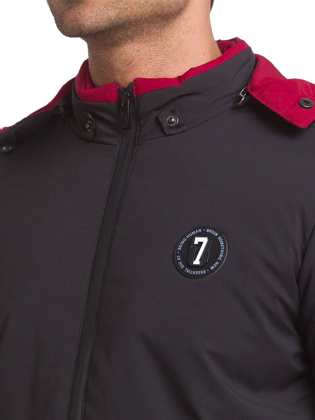 Being Human Men Black Longline Padded Jacket