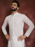 SOJANYA Band Collar Motif Etnik Benang Kerja Cotton Kurta