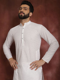 SOJANYA Band Collar Motif Etnik Benang Kerja Cotton Kurta