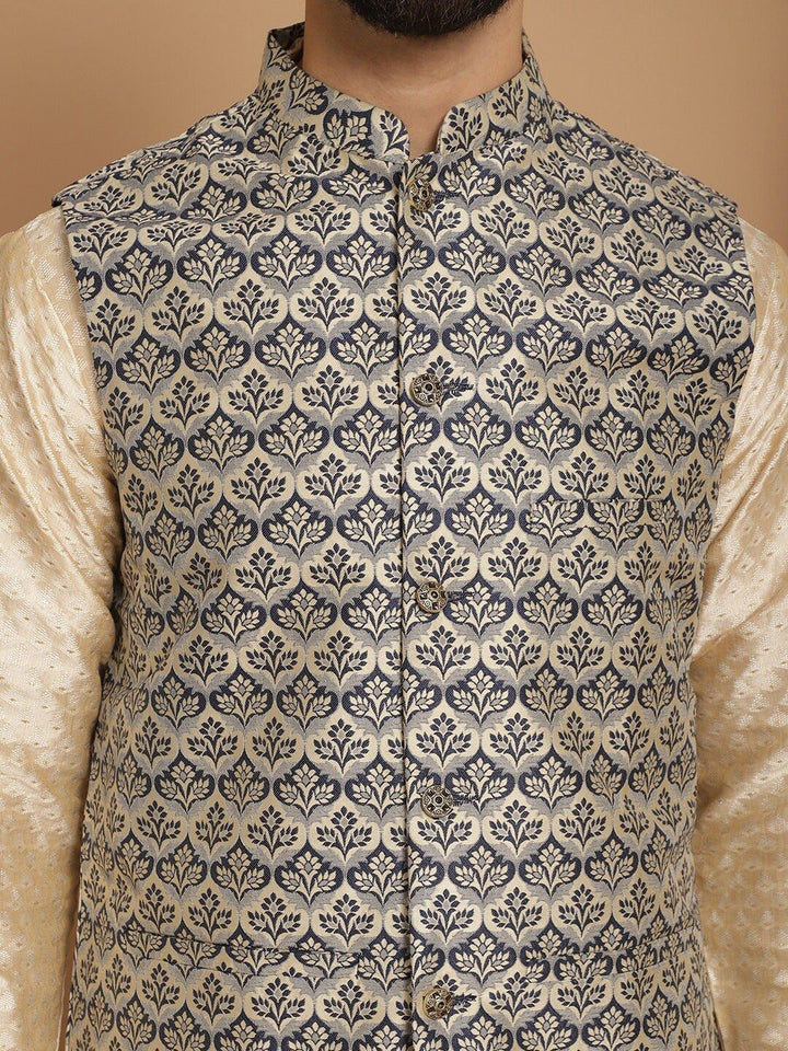 Motif Etnik Anouk Kolar Mandarin Panjang Lutut Sulam Kurta Biasa dengan Churidar