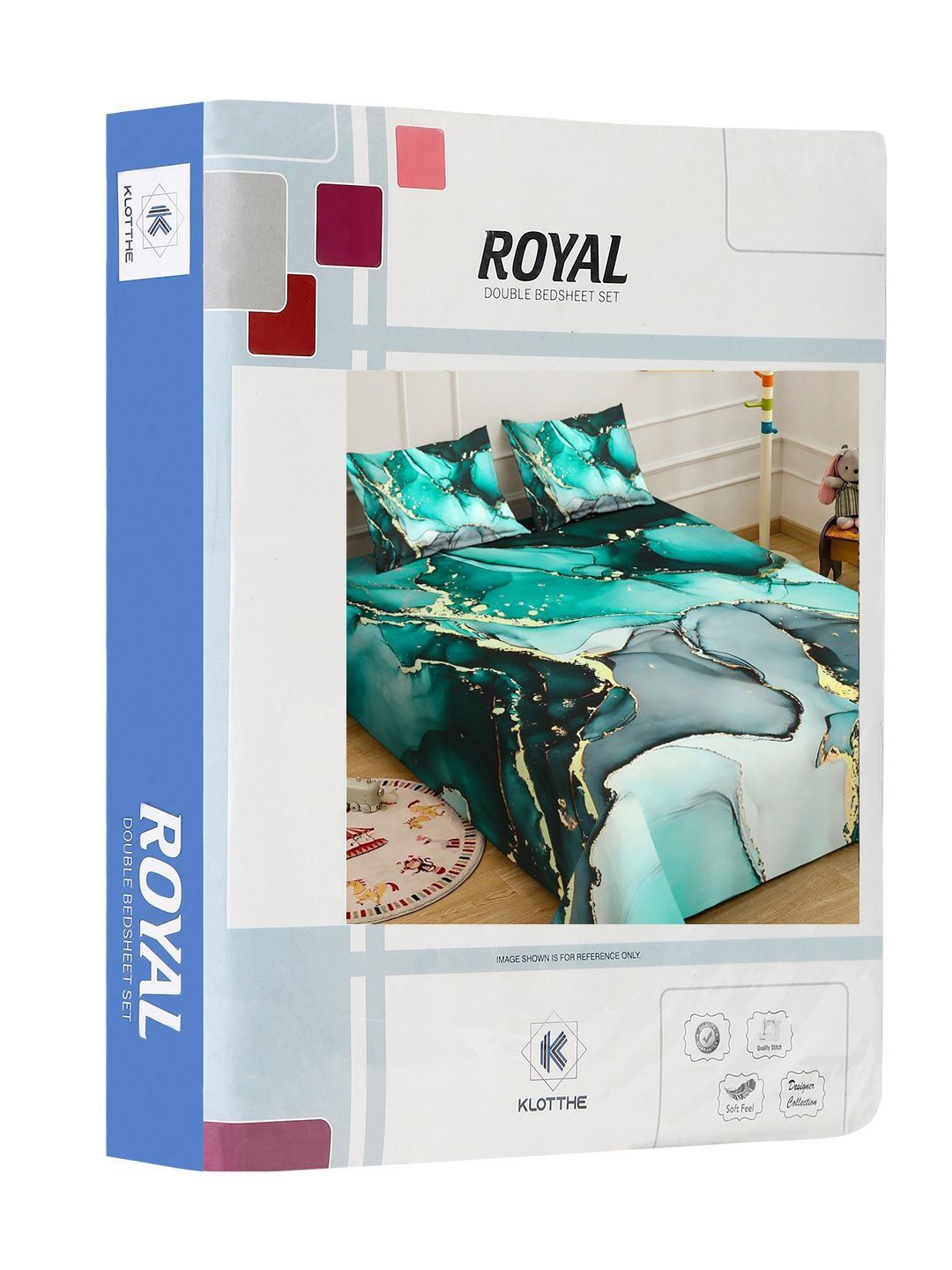 KLOTTHE Green & Black Abstract Printed Flat 300 TC King Bedsheet With 2 Pillow Cover