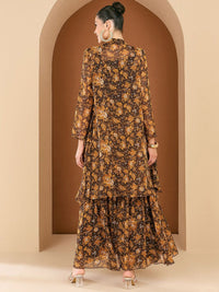 Antheaa embellished Printed Square Neck Top Jacket & Trousers Co-Ords Set