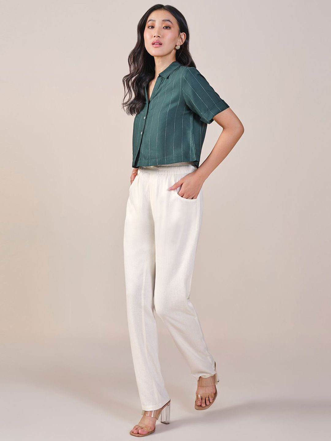 AND Women Regular Fit Mid-Rise Regular Trousers