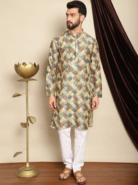 Anouk Ethnic Motifs Printed Band Collar Kurta with Churidar