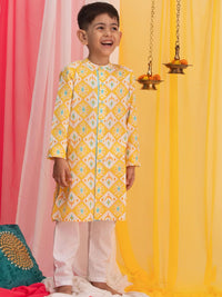 VASTRAMAY Boys Ethnic Motifs Printed Regular Ikat Kurta With Pyjamas