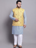 SOJANYA PLUS Ethnic Motifs Printed Regular Kurta With Pyjamas & With Printed Nehru Jacket