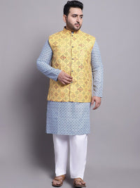 SOJANYA PLUS Ethnic Motifs Printed Regular Kurta With Pyjamas & With Printed Nehru Jacket