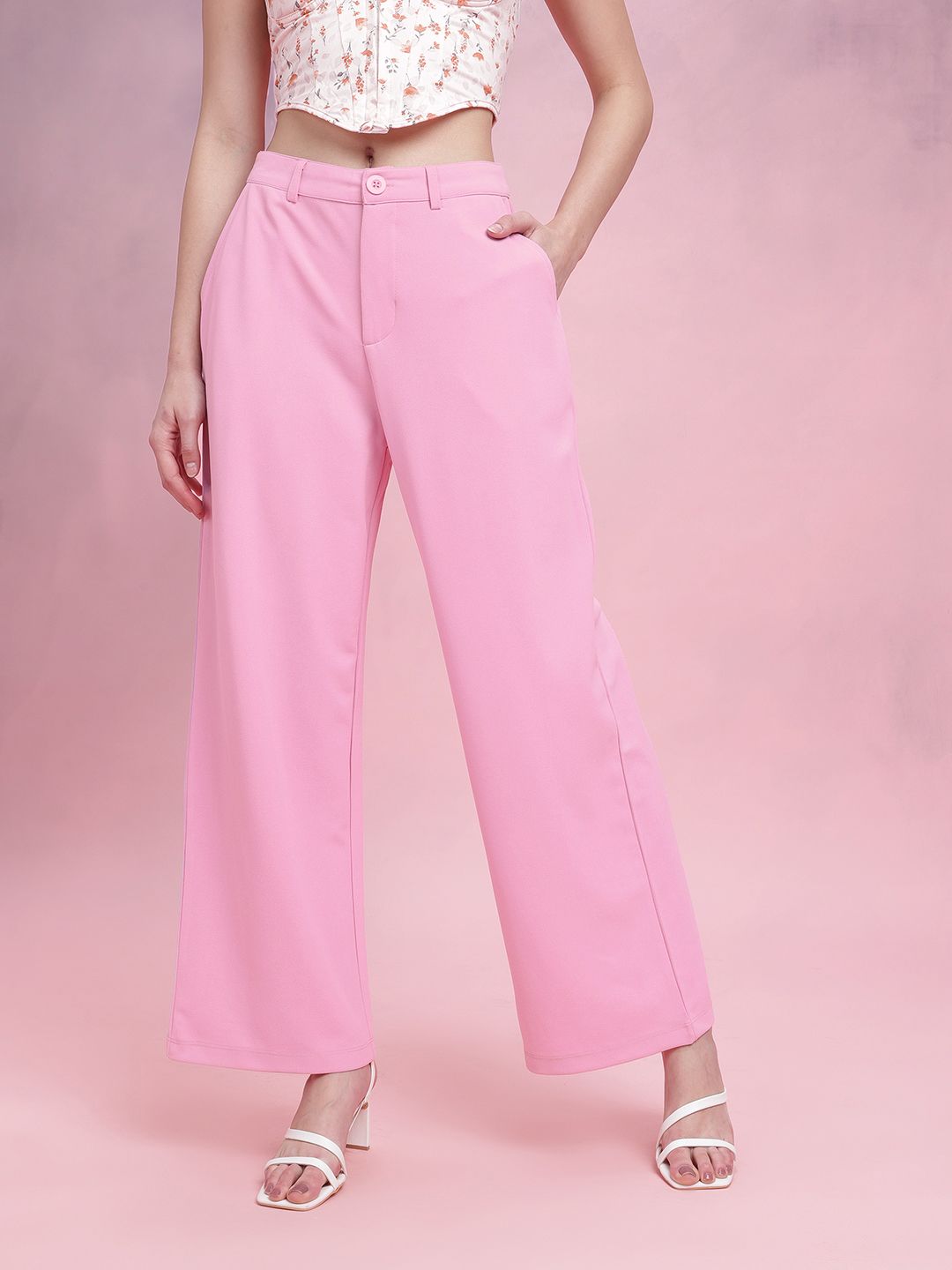 DressBerry Women Regular Fit Wide Leg Fit Trousers