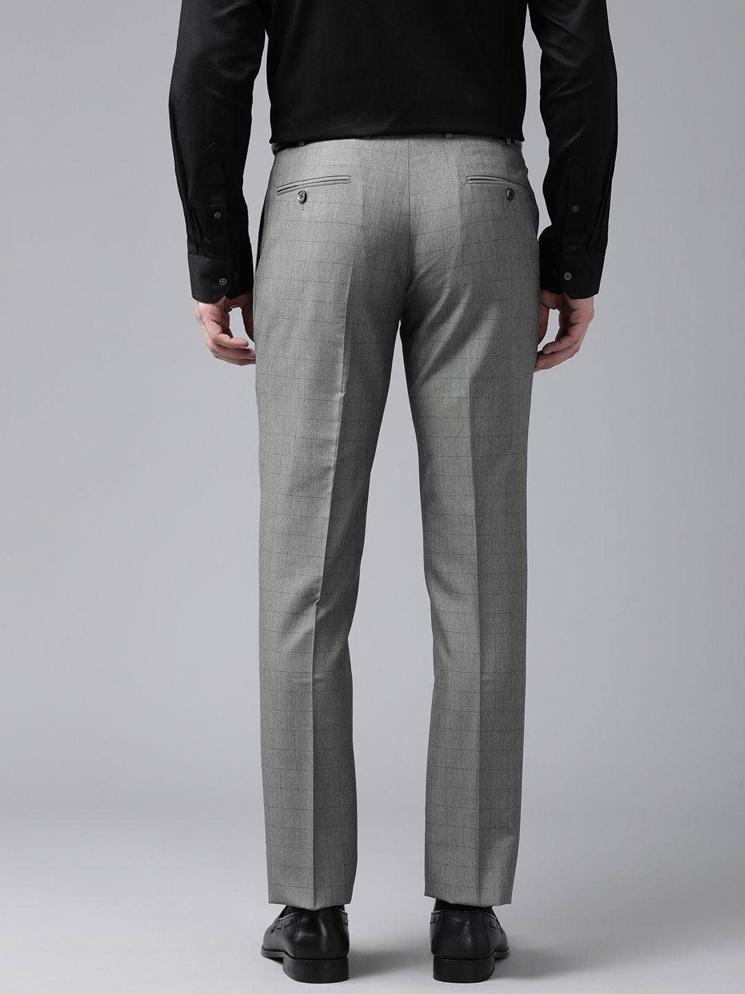 Park Avenue Men Checked Smart Fit Low-Rise Trousers