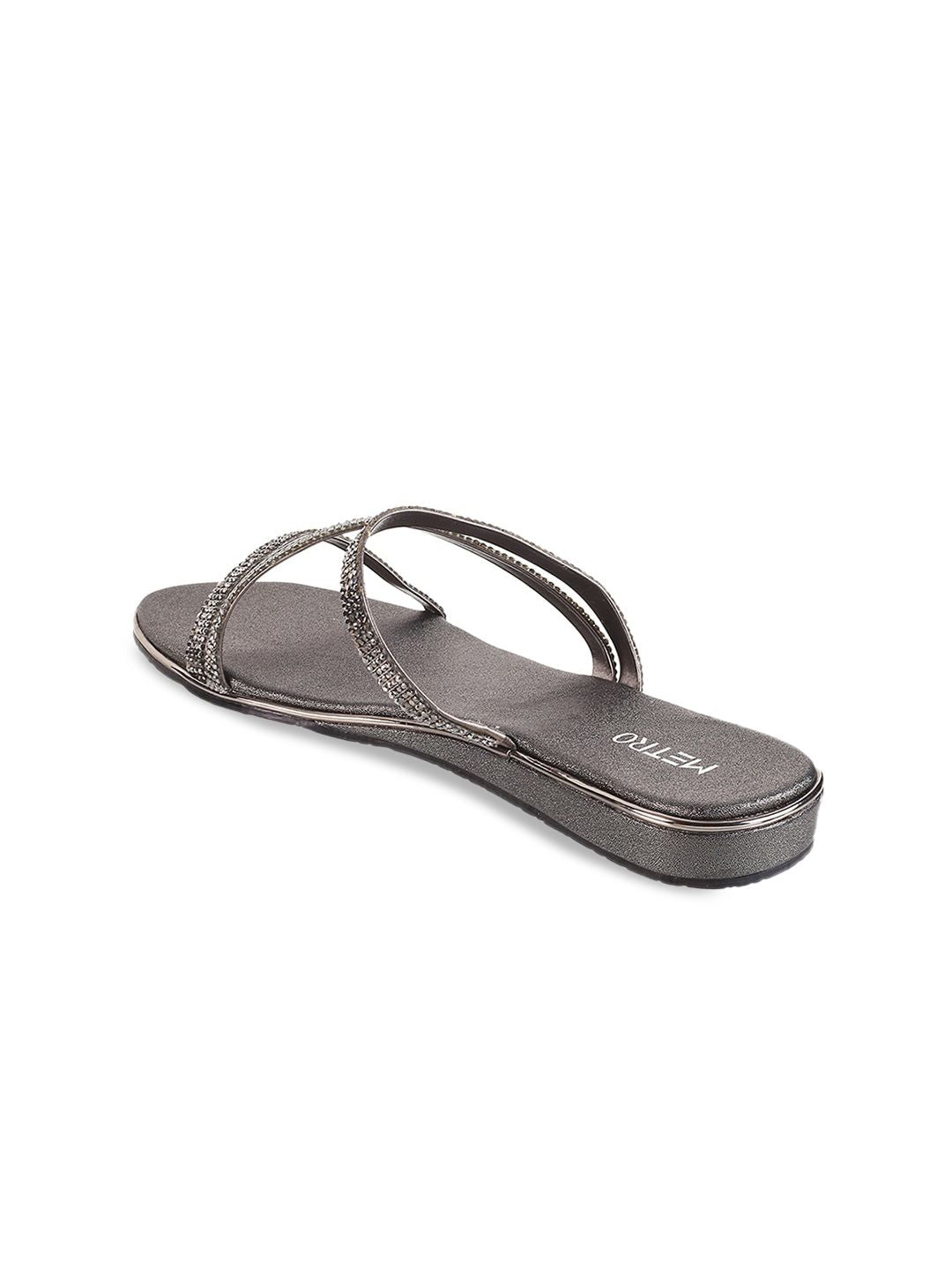 Metro Embellished Open Toe Flats
