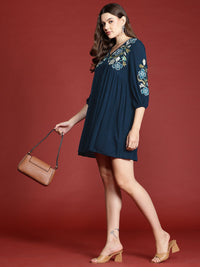 all about you Floral Embroidered Empire Mini Dress