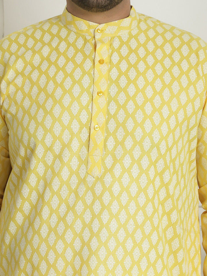 SOJANYA PLUS Motif Etnik Bercetak Kolar Jalur Kurta Lurus