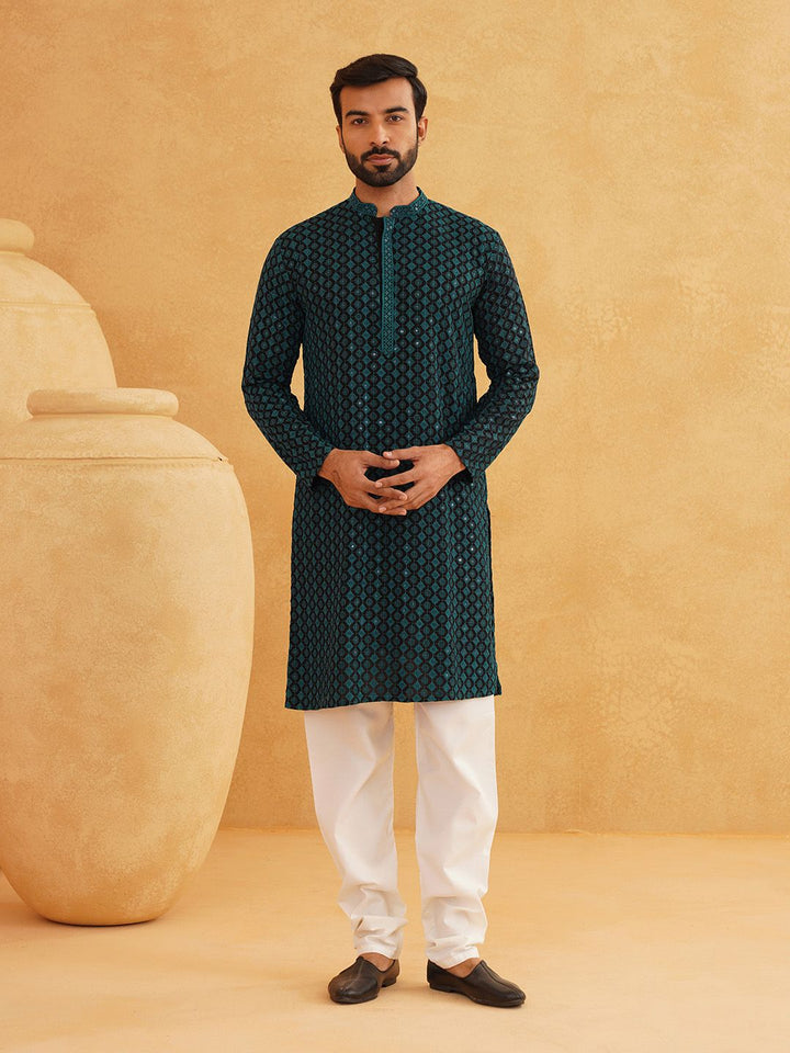SOJANYA Kurta Kapas Tulen Bersulam Labuci dengan Churidar