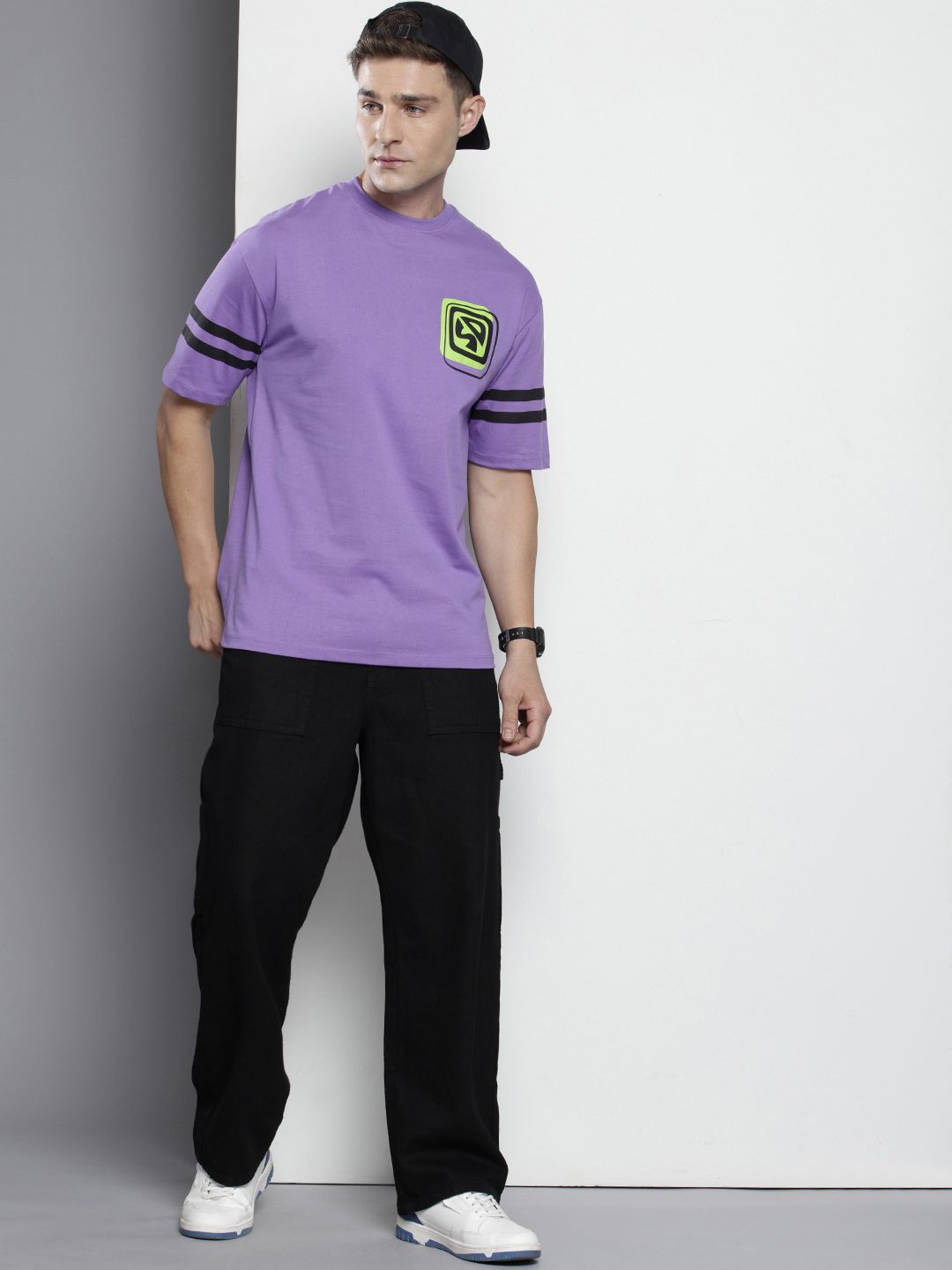 The Indian Garage Co Pure Cotton Scooby-Doo Printed Drop-Shoulder Sleeves Boxy T-shirt