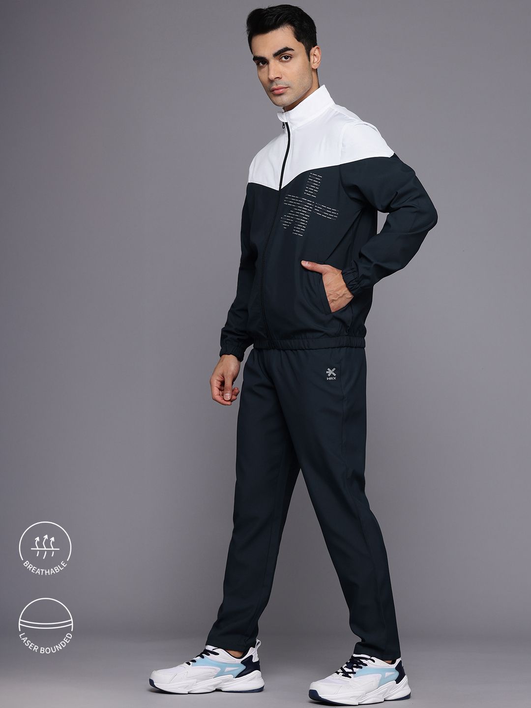 HRX by Hrithik Roshan Men Rapid-Dry Colourblocked Running Tracksuit