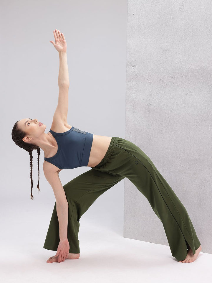 HRX by Hrithik Roshan Women Wide Leg Yoga Track Pants with Hem Slits