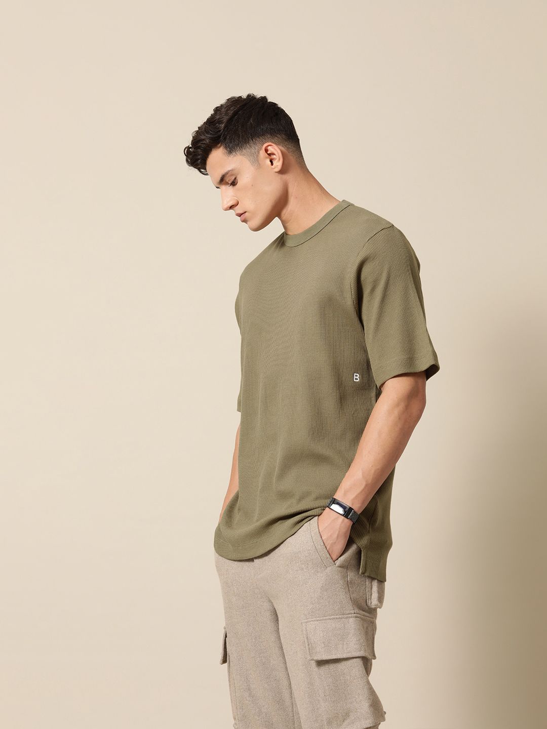 Mr Bowerbird Self Design Liberal Fit Pure Cotton Casual T-shirt