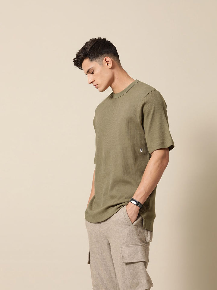 Mr Bowerbird Self Design Liberal Fit Pure Cotton Casual T-shirt